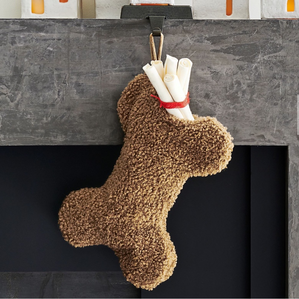Pottery Barn Cozy Teddy Dog Boucle Stocking